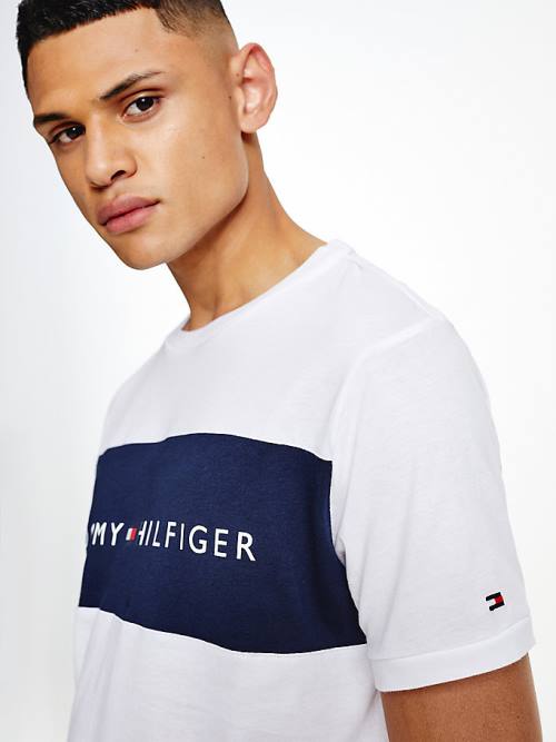 Pyjamas Tommy Hilfiger Original Colour-Blocked Logo Męskie Białe | TH380LMR