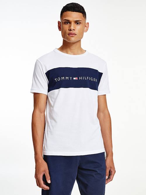 Pyjamas Tommy Hilfiger Original Colour-Blocked Logo Męskie Białe | TH380LMR