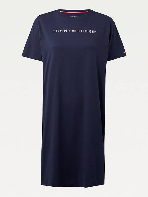 Pyjamas Tommy Hilfiger Original Half Sleeve Nightdress Damskie Niebieskie | TH493XFI