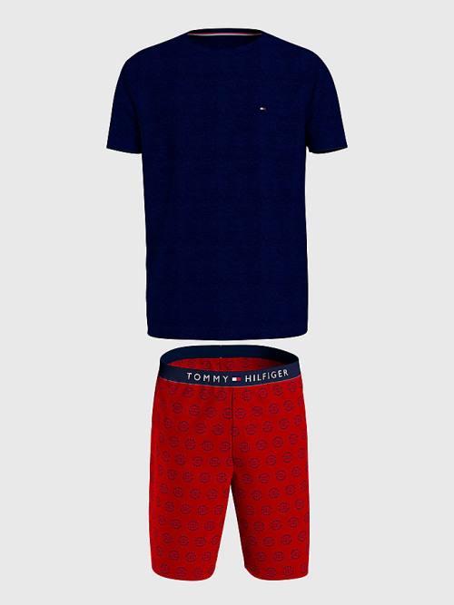 Pyjamas Tommy Hilfiger Original Krótkie Print Set Męskie Niebieskie | TH590IOX