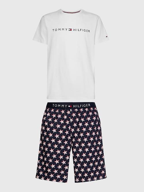 Pyjamas Tommy Hilfiger Original Krótkie Print Set Męskie Białe | TH596GHJ