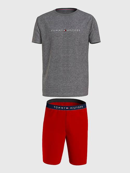 Pyjamas Tommy Hilfiger Original Krótkie Sleeve Set Męskie Czerwone | TH853RCL