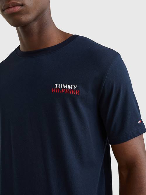 Pyjamas Tommy Hilfiger Ultra Soft Logo Set Męskie Niebieskie | TH451UAI