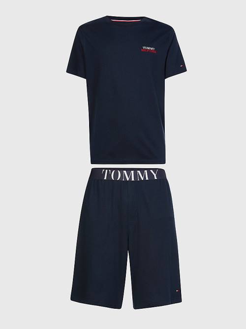 Pyjamas Tommy Hilfiger Ultra Soft Logo Set Męskie Niebieskie | TH451UAI