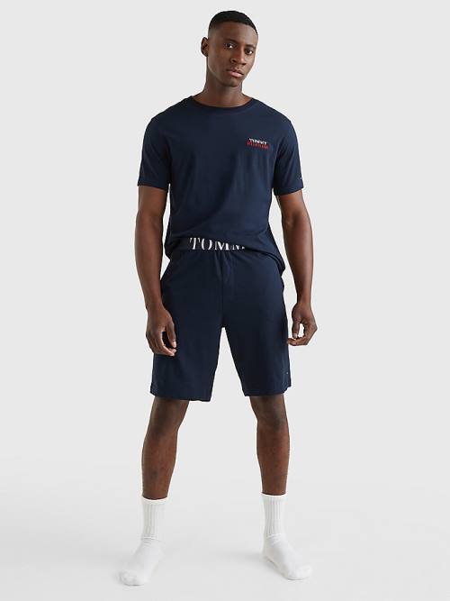 Pyjamas Tommy Hilfiger Ultra Soft Logo Set Męskie Niebieskie | TH451UAI