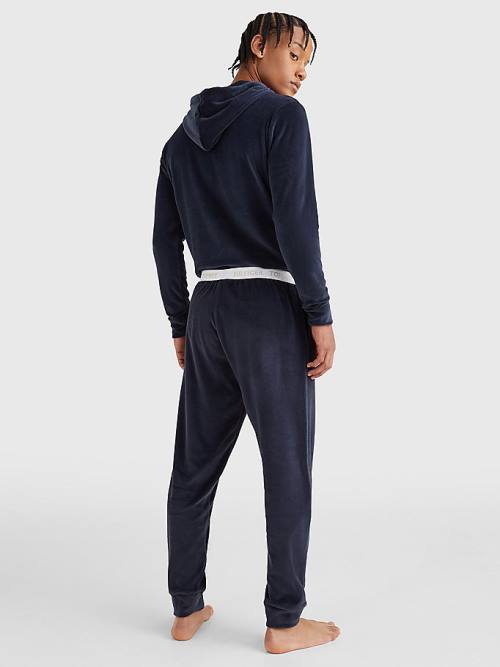 Pyjamas Tommy Hilfiger Velour Repeat Logo Joggers Męskie Niebieskie | TH913NMV