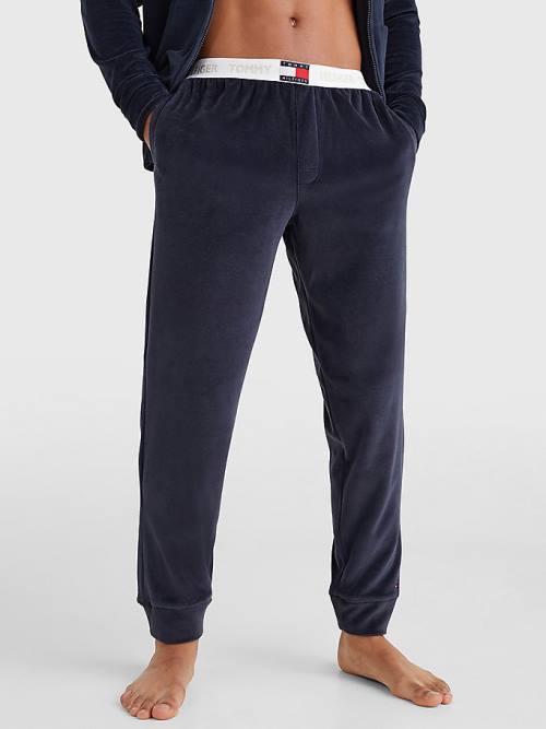 Pyjamas Tommy Hilfiger Velour Repeat Logo Joggers Męskie Niebieskie | TH913NMV