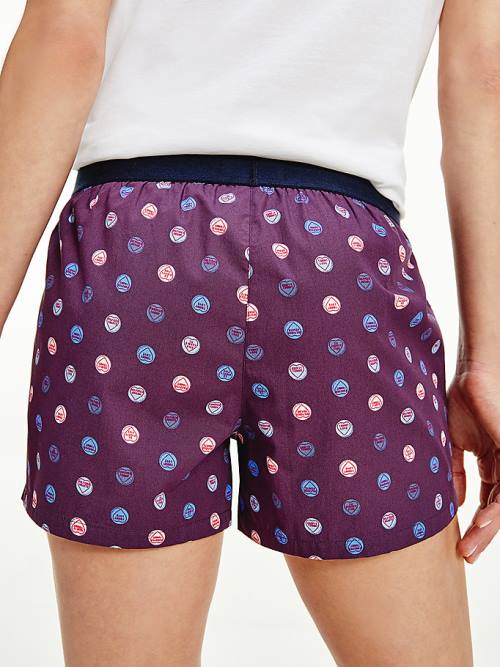 Pyjamas Tommy Hilfiger Woven Print Shorts Damskie Fioletowe | TH482NLZ