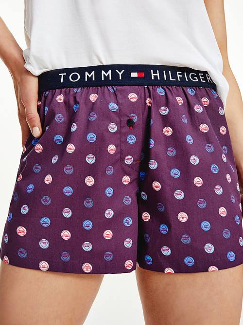 Pyjamas Tommy Hilfiger Woven Print Shorts Damskie Fioletowe | TH482NLZ