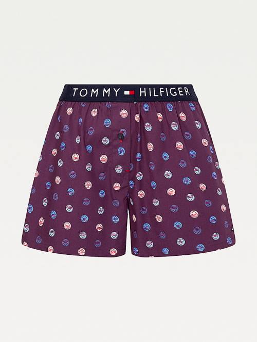 Pyjamas Tommy Hilfiger Woven Print Shorts Damskie Fioletowe | TH482NLZ