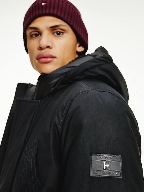 Płaszcze Tommy Hilfiger Dry Wax Filled Rockie Parka Męskie Czarne | TH205IWV