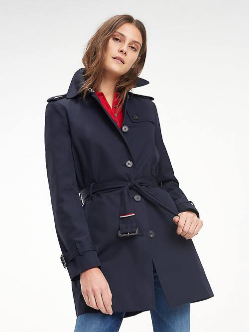 Płaszcze Tommy Hilfiger Heritage Single Breasted Trench Damskie Niebieskie | TH863BYG