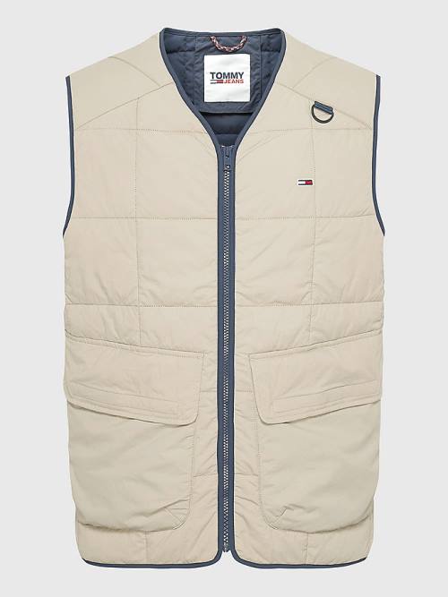 Płaszcze Tommy Hilfiger Lekkie Quilted Zip-Thru Bez Rękawów Vest Męskie Beżowe | TH950FWM