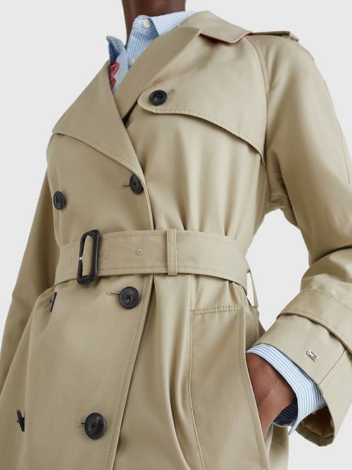 Płaszcze Tommy Hilfiger Organic Bawełniane Trench Damskie Beżowe | TH175XHP