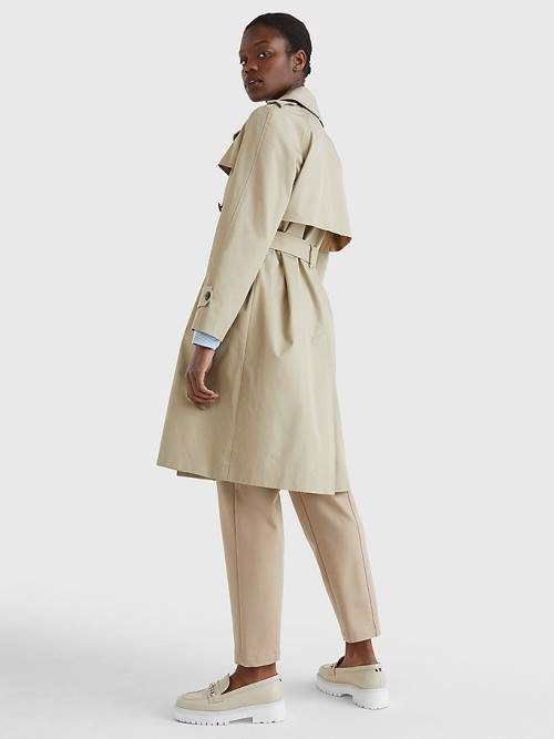 Płaszcze Tommy Hilfiger Organic Bawełniane Trench Damskie Beżowe | TH175XHP