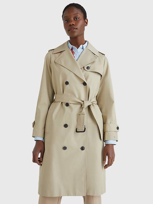 Płaszcze Tommy Hilfiger Organic Bawełniane Trench Damskie Beżowe | TH175XHP