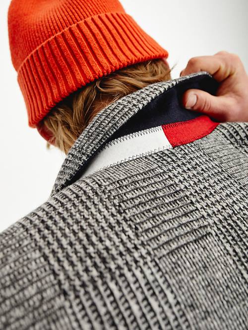 Płaszcze Tommy Hilfiger TH Flex Wool Blend Check Męskie Szare | TH715TGB