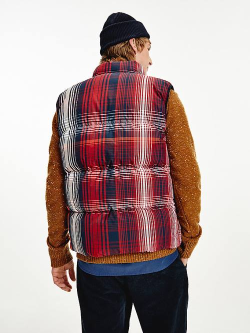 Płaszcze Tommy Hilfiger TH Warm High Loft Check Vest Męskie Czerwone | TH274ZGR