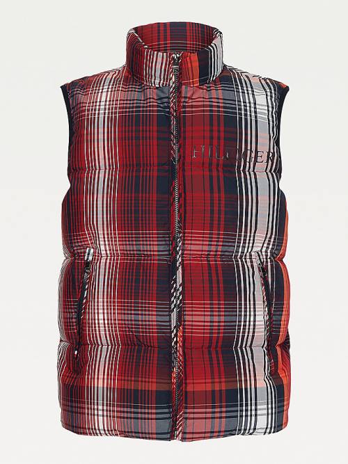 Płaszcze Tommy Hilfiger TH Warm High Loft Check Vest Męskie Czerwone | TH274ZGR