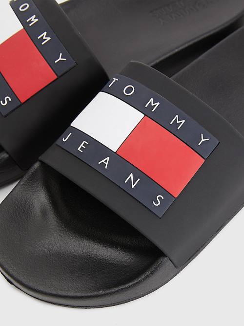 Sandały Tommy Hilfiger Badge Pool Slides Męskie Czarne | TH208XFP