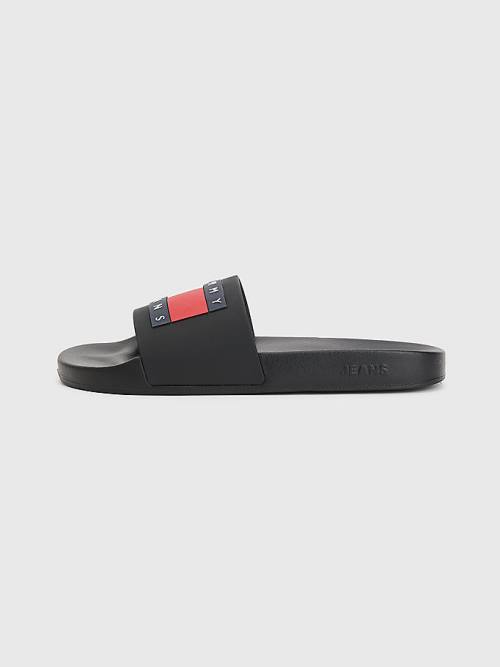 Sandały Tommy Hilfiger Badge Pool Slides Męskie Czarne | TH208XFP