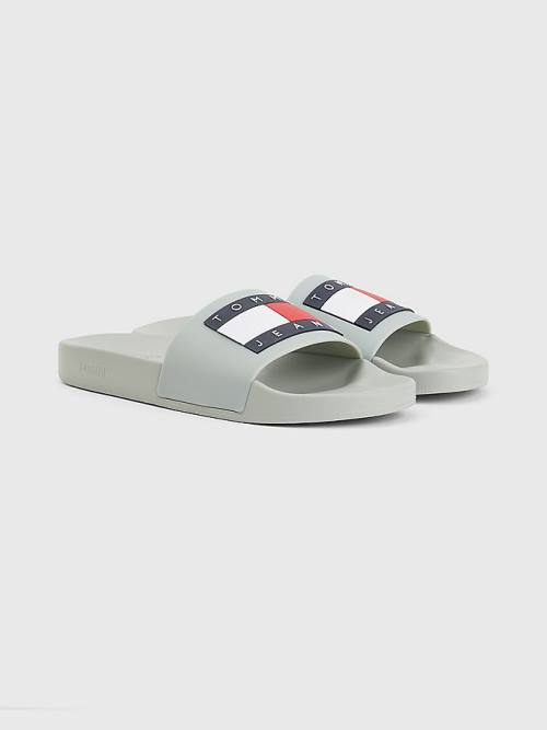 Sandały Tommy Hilfiger Badge Pool Slides Męskie Szare | TH643SKF