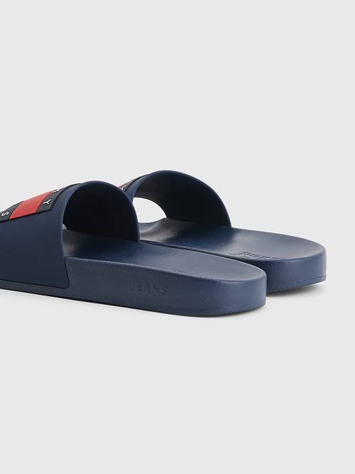 Sandały Tommy Hilfiger Badge Pool Slides Męskie Niebieskie | TH950WYM