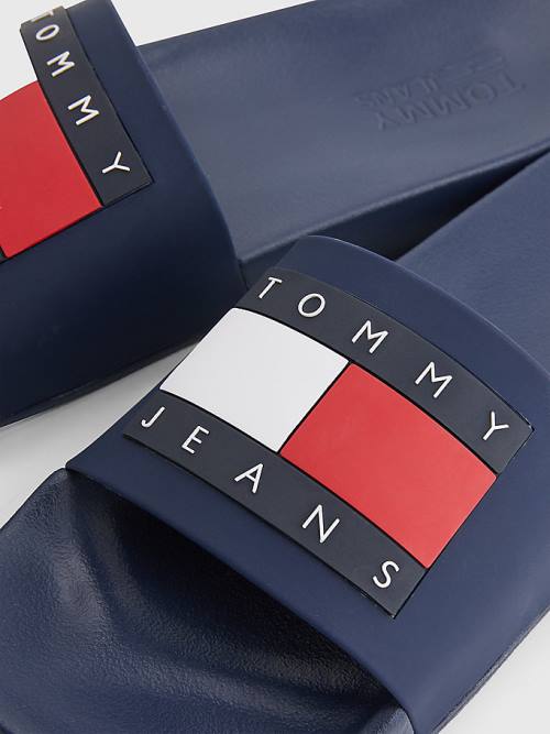 Sandały Tommy Hilfiger Badge Pool Slides Męskie Niebieskie | TH950WYM