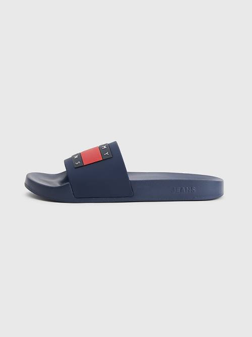 Sandały Tommy Hilfiger Badge Pool Slides Męskie Niebieskie | TH950WYM