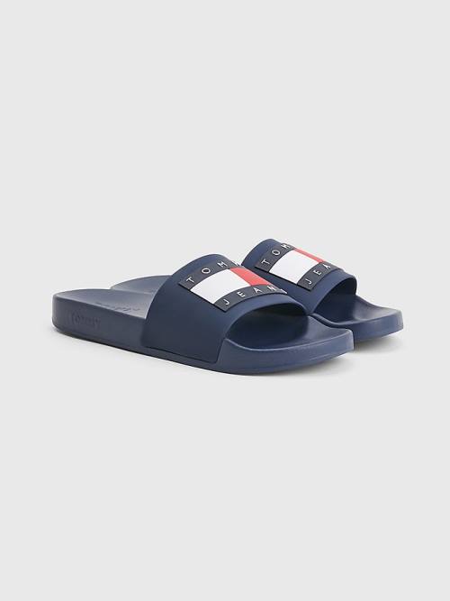 Sandały Tommy Hilfiger Badge Pool Slides Męskie Niebieskie | TH950WYM