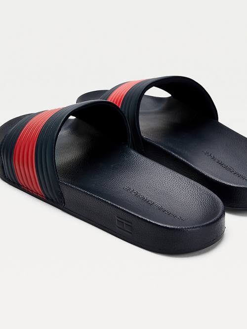 Sandały Tommy Hilfiger Embossed Flag Pool Slides Męskie Niebieskie | TH897IZD