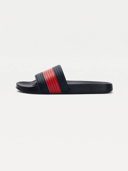 Sandały Tommy Hilfiger Embossed Flag Pool Slides Męskie Niebieskie | TH897IZD