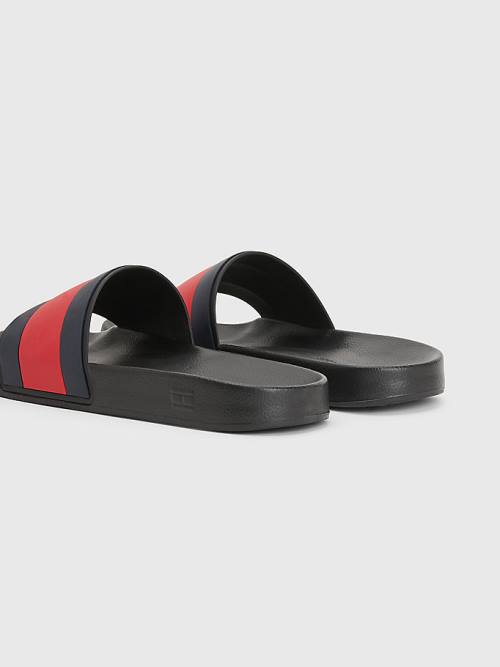 Sandały Tommy Hilfiger Flag Pool Slides Męskie Czarne | TH461BUZ