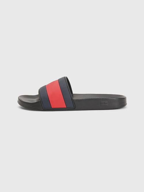 Sandały Tommy Hilfiger Flag Pool Slides Męskie Czarne | TH461BUZ