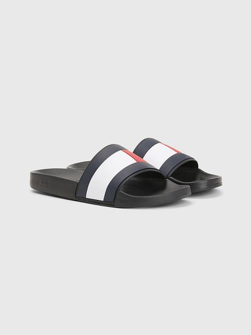 Sandały Tommy Hilfiger Flag Pool Slides Męskie Czarne | TH461BUZ