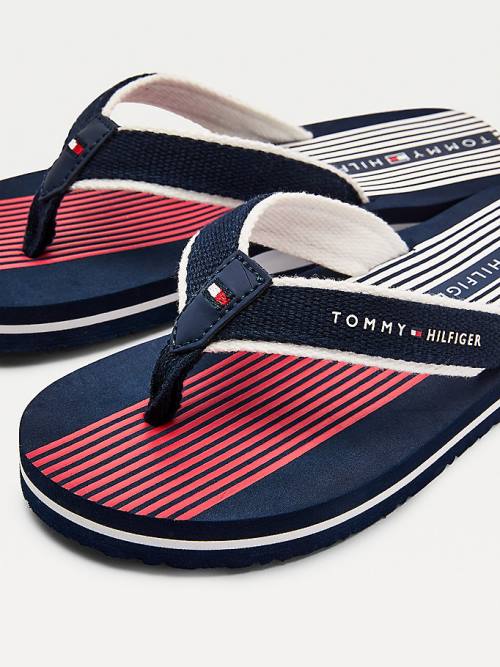 Sandały Tommy Hilfiger Flag Print Flip Flops Chłopięce Niebieskie | TH570VGB