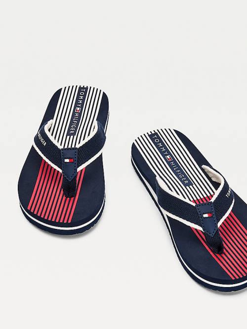 Sandały Tommy Hilfiger Flag Print Flip Flops Chłopięce Niebieskie | TH570VGB