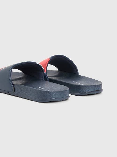 Sandały Tommy Hilfiger Flag Print Pool Slides Chłopięce Niebieskie | TH027UIR