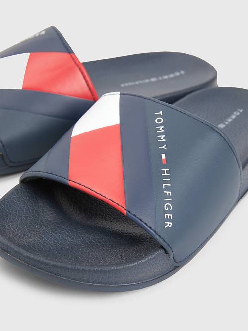 Sandały Tommy Hilfiger Flag Print Pool Slides Chłopięce Niebieskie | TH027UIR