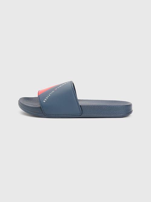 Sandały Tommy Hilfiger Flag Print Pool Slides Chłopięce Niebieskie | TH027UIR