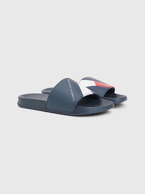 Sandały Tommy Hilfiger Flag Print Pool Slides Chłopięce Niebieskie | TH027UIR