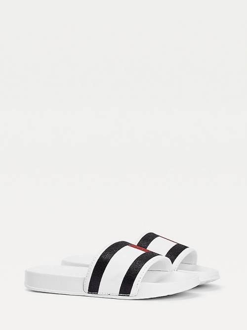 Sandały Tommy Hilfiger Flag Print Slides Dziewczynka Białe | TH354YUN