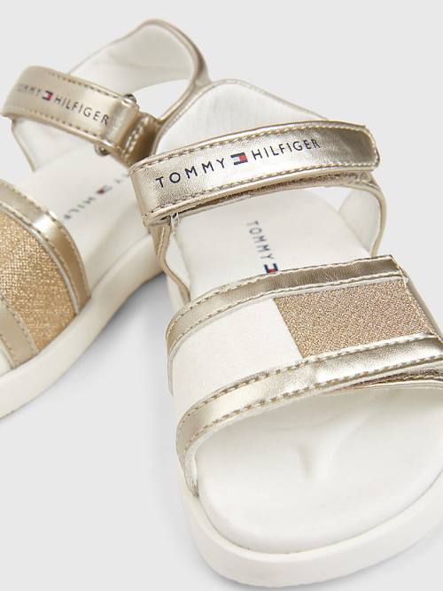 Sandały Tommy Hilfiger High Shine Glitter Flag Dziewczynka Złote | TH172QLA