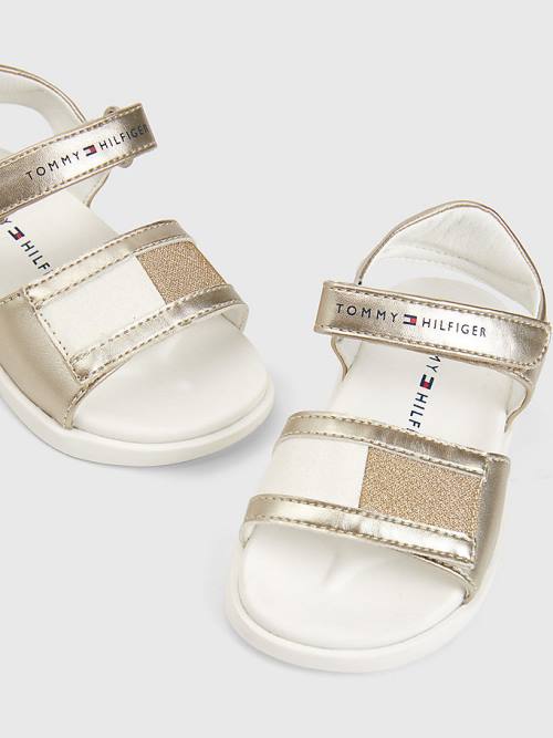 Sandały Tommy Hilfiger High Shine Glitter Flag Dziewczynka Złote | TH172QLA