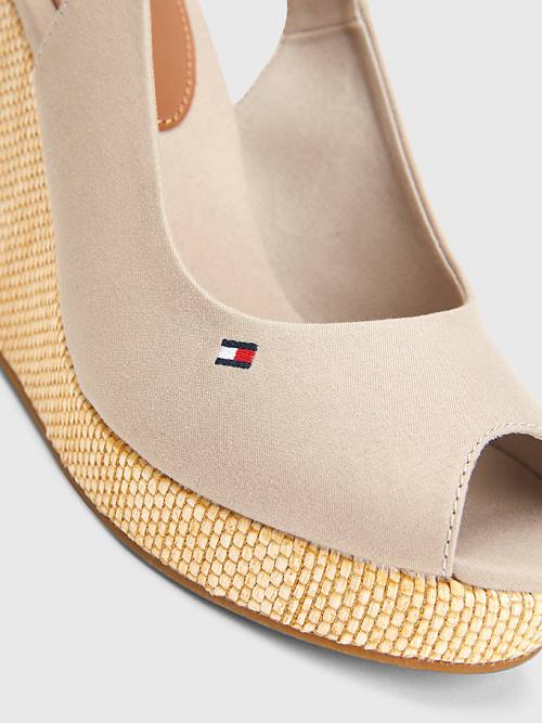 Sandały Tommy Hilfiger Iconic Bez Pięty Espadryle High Heel Wedges Damskie Beżowe | TH189GJD