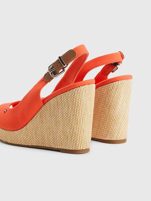 Sandały Tommy Hilfiger Iconic Bez Pięty Espadryle High Heel Wedges Damskie Czerwone | TH348XAU