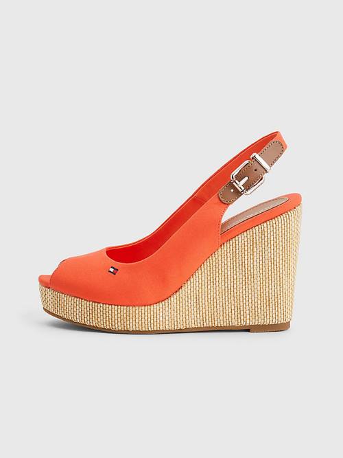 Sandały Tommy Hilfiger Iconic Bez Pięty Espadryle High Heel Wedges Damskie Czerwone | TH348XAU