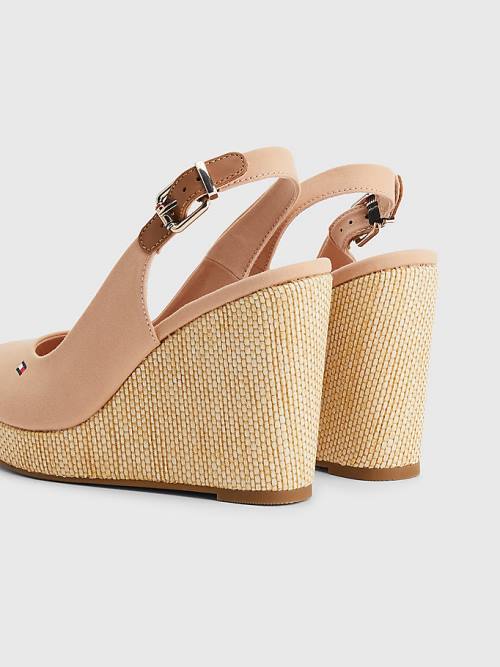 Sandały Tommy Hilfiger Iconic Bez Pięty Espadryle High Heel Wedges Damskie Beżowe | TH418LIM