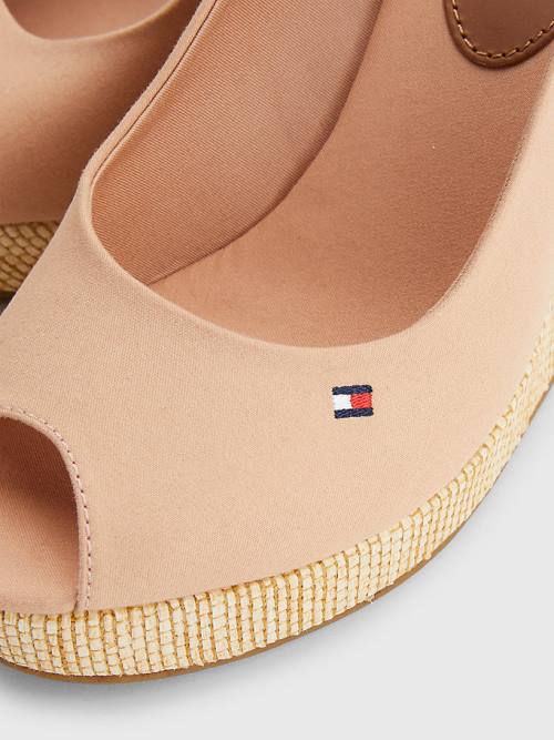 Sandały Tommy Hilfiger Iconic Bez Pięty Espadryle High Heel Wedges Damskie Beżowe | TH418LIM