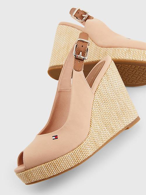 Sandały Tommy Hilfiger Iconic Bez Pięty Espadryle High Heel Wedges Damskie Beżowe | TH418LIM